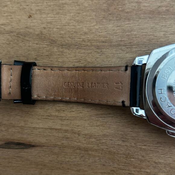 Women's Coach Boyfriend Black Patent Leather Strap Crystal Dial Watch Large - Picture 7 of 12